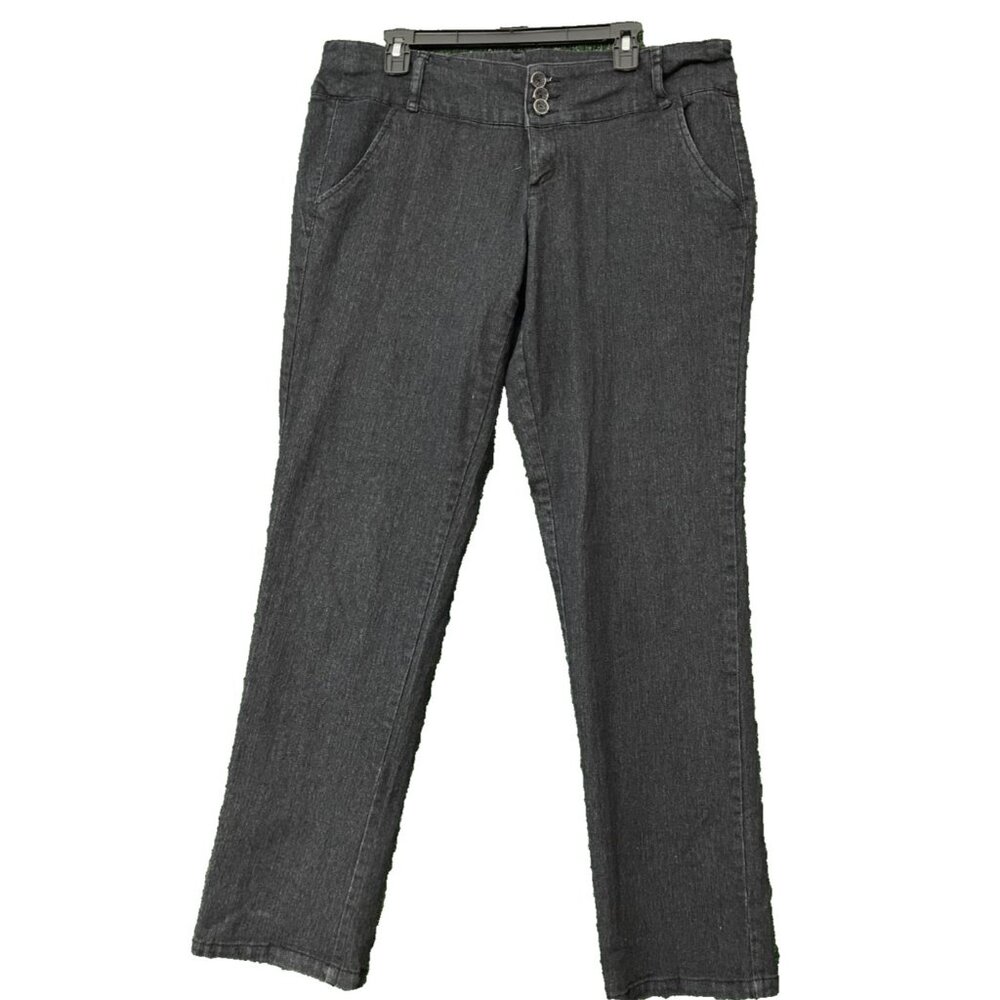 Beta House Women's Jeans Pants Black Stretch Three button Zip Size 16 Pocket